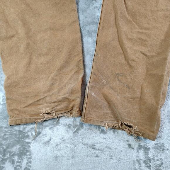VTG Carhartt Double knee B136 leather patch utililty workwear pants mens 30x32 - Picture 4 of 8
